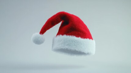 A red Santa hat with a white pompom, Christmas, Holidays, isolated, white background, generative ai