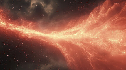 Obraz premium A fiery cosmic stream stretches across the dark space.