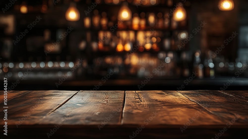 Poster rustic bar counter with soft ambient lighting