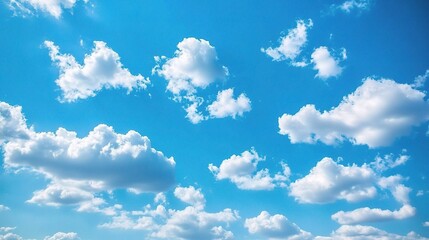 Obraz premium Bright Puffy Clouds Under Clear Blue Sky