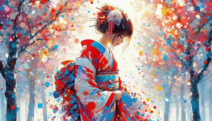 着物の女性イラスト