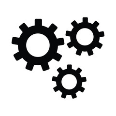 Gear setting vector icon set. Isolated black gears mechanism and cog wheel on  background. Progress or construction concept. Cogwheel icons UI vector.