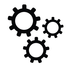 Gear setting vector icon set. Isolated black gears mechanism and cog wheel on  background. Progress or construction concept. Cogwheel icons UI vector.