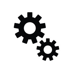 Gear setting vector icon set. Isolated black gears mechanism and cog wheel on  background. Progress or construction concept. Cogwheel icons UI vector.