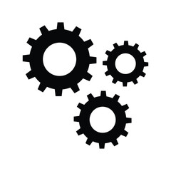 Gear setting vector icon set. Isolated black gears mechanism and cog wheel on  background. Progress or construction concept. Cogwheel icons UI vector.