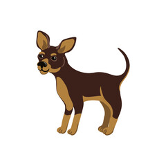 vector drawing cute puppy, little dog at white background, hand drawn illustration