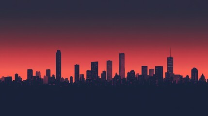 City skyline silhouette at sunset