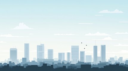 Obraz premium City skyline with blue sky and clouds.