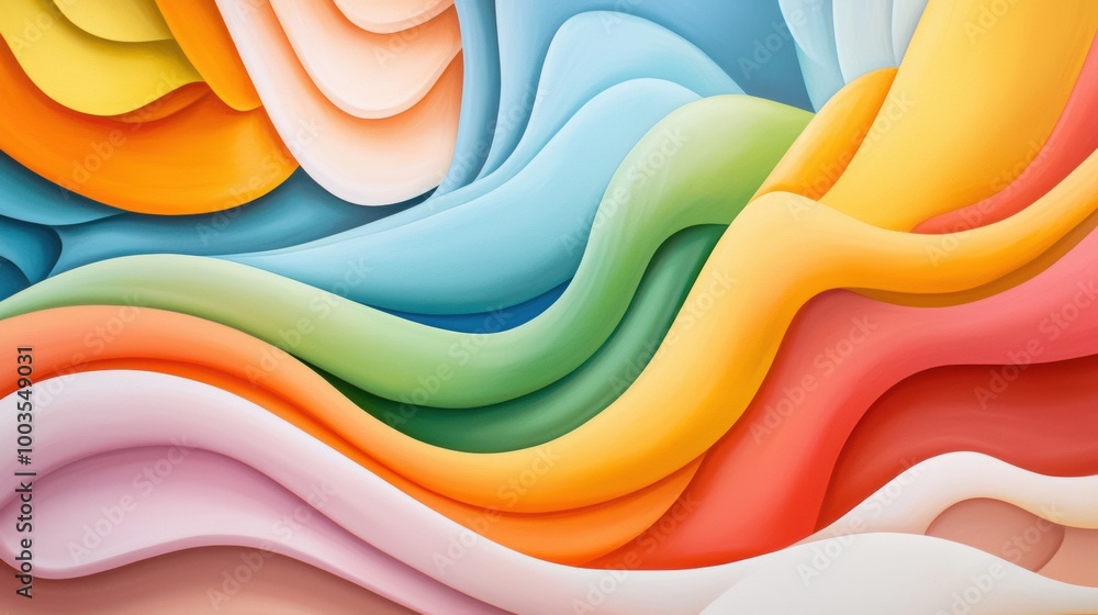 Poster colorful abstract waves in soft flowing patterns