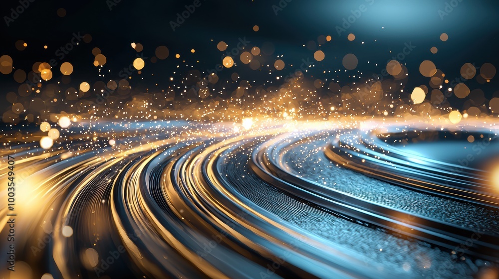 Poster Abstract Light Trails with Bokeh Effect and Sparkles