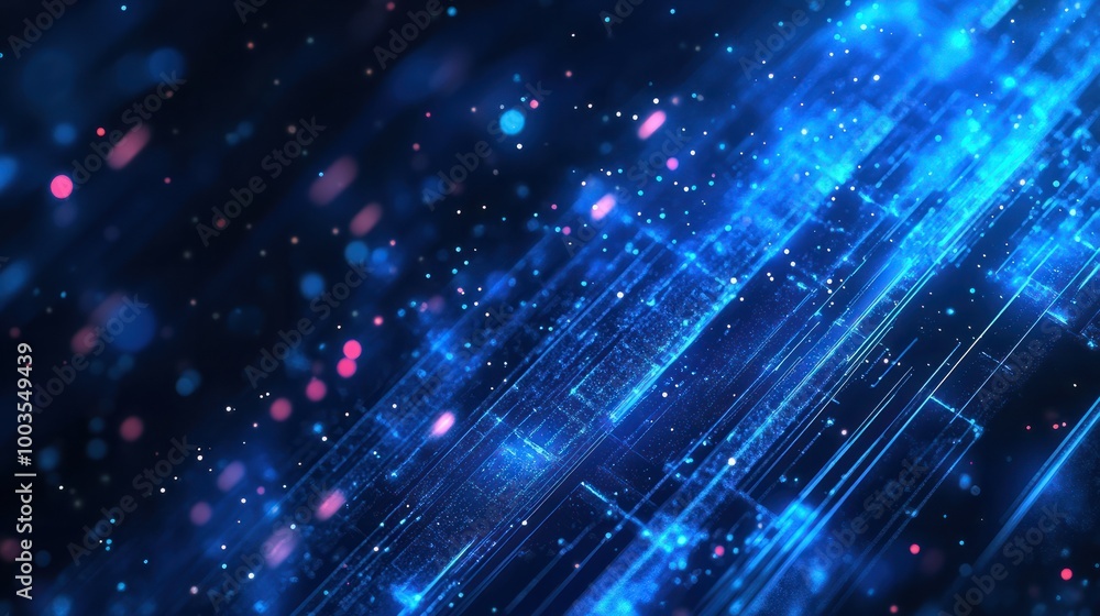 Poster digital technology background, abstract network design, blue coding lines for futuristic communicati