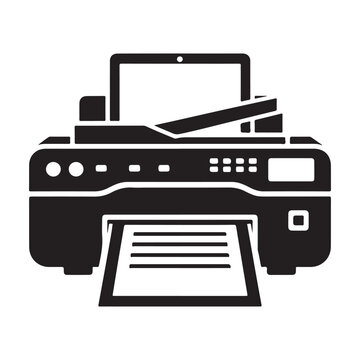 recommend clip art: Printer silhouette icon, vector illustration, black printer on white background