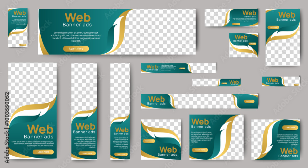 Poster web advertising banner template design. modern web layout set with standard size. vector