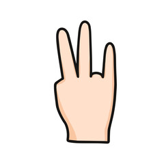 vector illustration of deaf sign language show number seven, isolated on white background