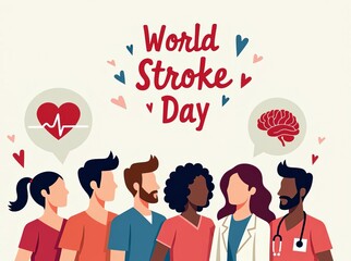 World Stroke Day Awareness Campaign: Diverse Group Advocating for Brain Health and Cardiovascular Care