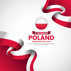 Poland independence day flag square banner background template for banner, greeting cards and post