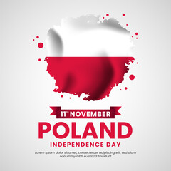 Poland independence day Background with Grunge Brush painted flag and blank space area
