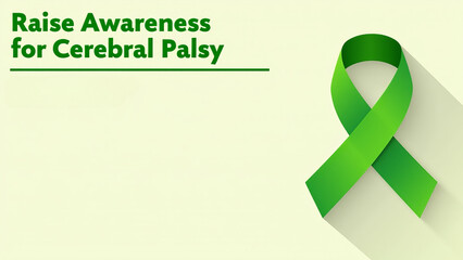 Cerebral Palsy Awareness Ribbon Illustration: Green Symbol for Neurological Disorder Support and Education