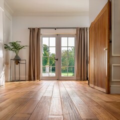 Obraz premium Firefly In front of the side shot door, there is a wooden floor in the bright living room