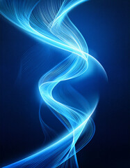 Abstract wave pattern radiating blue light against a deep black backdrop.
