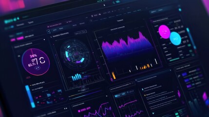 Obraz premium Professional key performance indicator KPI metrics dashboard for sales and business results evaluation and review system to strategic business planning concepts, mobile app and screens chart analysis