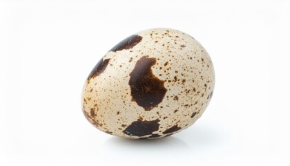 Quail egg isolated. One fresh quail egg on a white background. Culinary ingredient