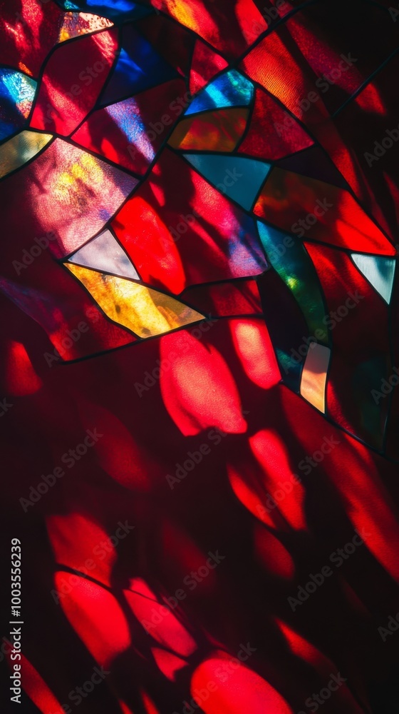 Poster stained glass with colorful abstract patterns and