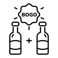 Bogo offer icon in line style