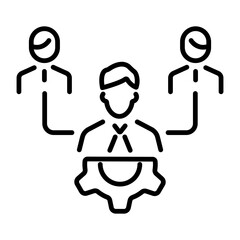 Task delegation icon in outline style 