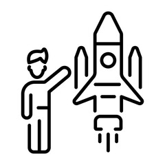 Project launch icon in linear style