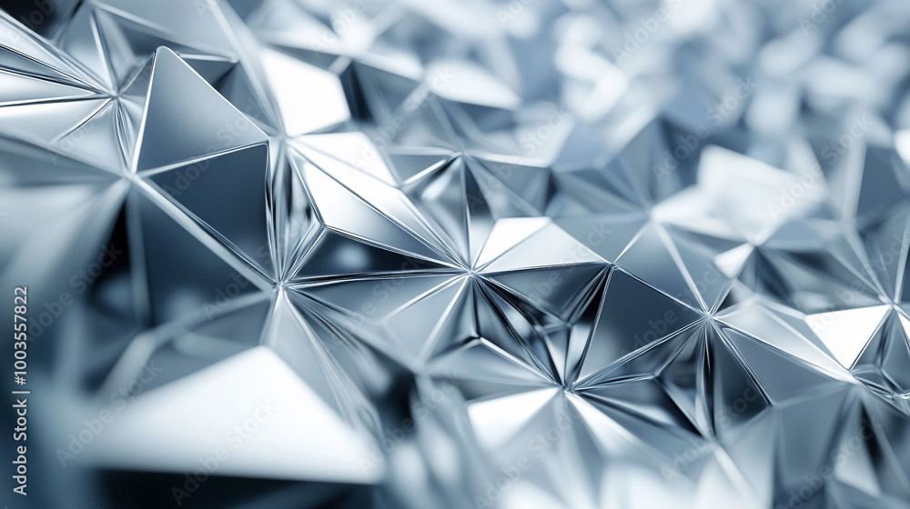 Poster abstract geometric silver texture with triangular patterns. close-up of a silver abstract geometric 