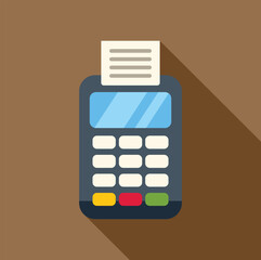 Modern electronic pos terminal printing paper receipt after processing purchase transaction