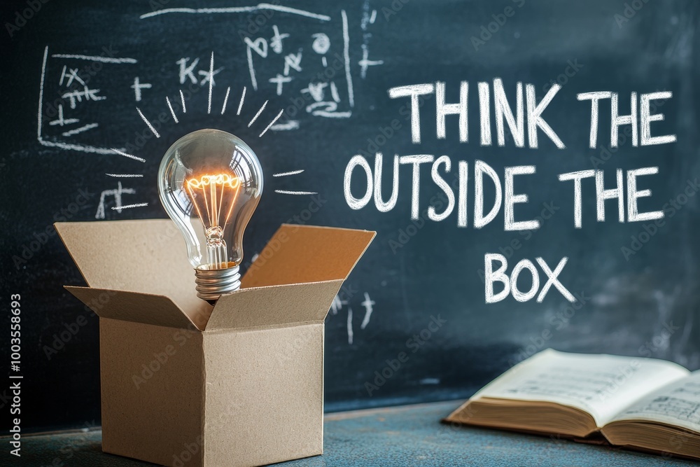 Aufkleber Light bulb inside cardboard box with 