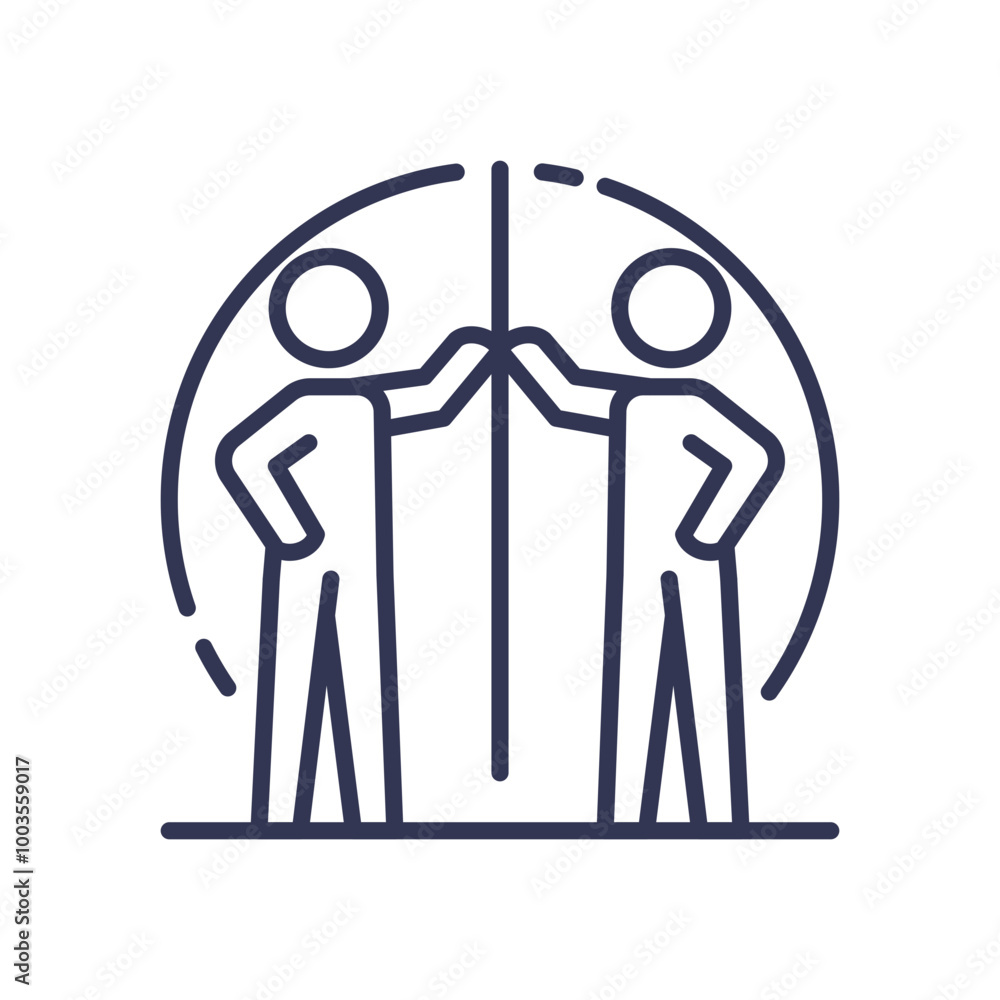Aufkleber two stick figures facing each other with a mirror between them, symbolizing self-reflection and intr