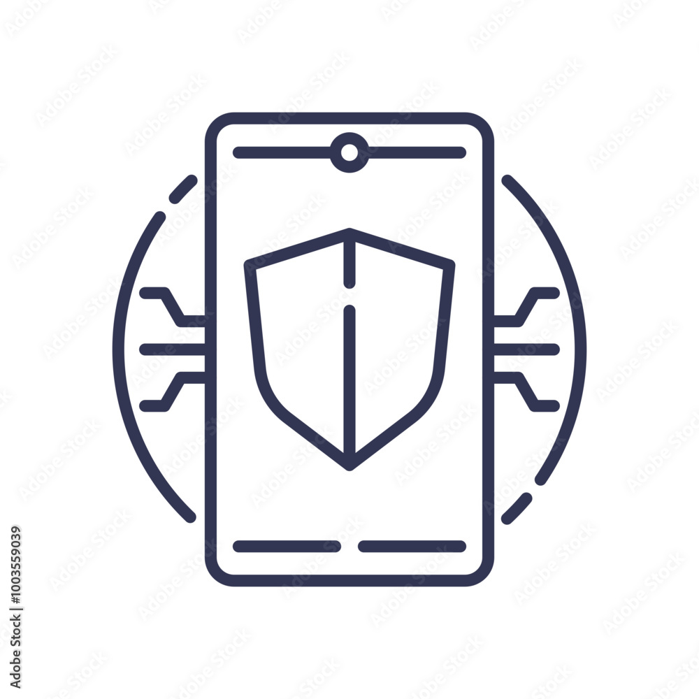 Poster illustration of a smartphone with a shield, symbolizing device verification and security.