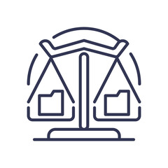 Scales with file icons representing data protection and balance in Data Loss Prevention.