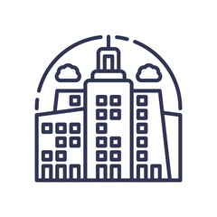 Illustration of a corporate building symbolizing enterprise growth and business infrastructure.