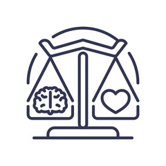 A balanced scale with a brain and a heart symbolizes harmony between intellect and emotions.