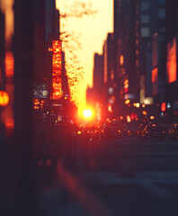 Obraz premium Goldene Stunde in der Stadt: Ein urbaner Sonnenuntergang