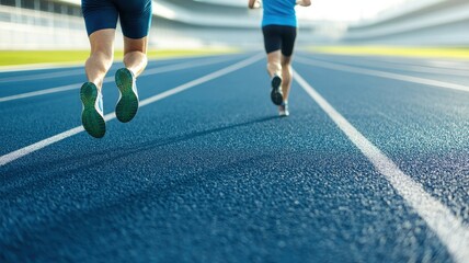 Fototapeta premium Action Runners on a Blurred Racetrack