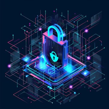 Layout with a motif of cyber protection.