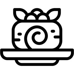 Vector Icon Roll Cake, Dessert, Bakery, Sweet, Cake, Food And Restaurant