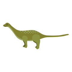 vector drawing green dinosaur,Diplodocus, cartoon element isolated at white background, hand drawn illustration