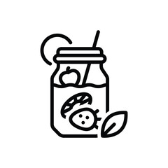 Black line icon for water rich food