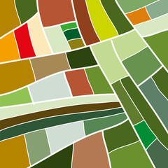farm fields aerial view colorful flat vector background