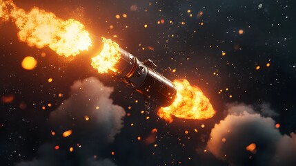 Space rocket launch. 3d render. 