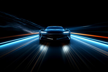 color light electric car on the road background.