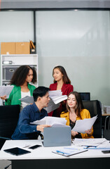 Group of business meeting in planning design in creative business discussing work