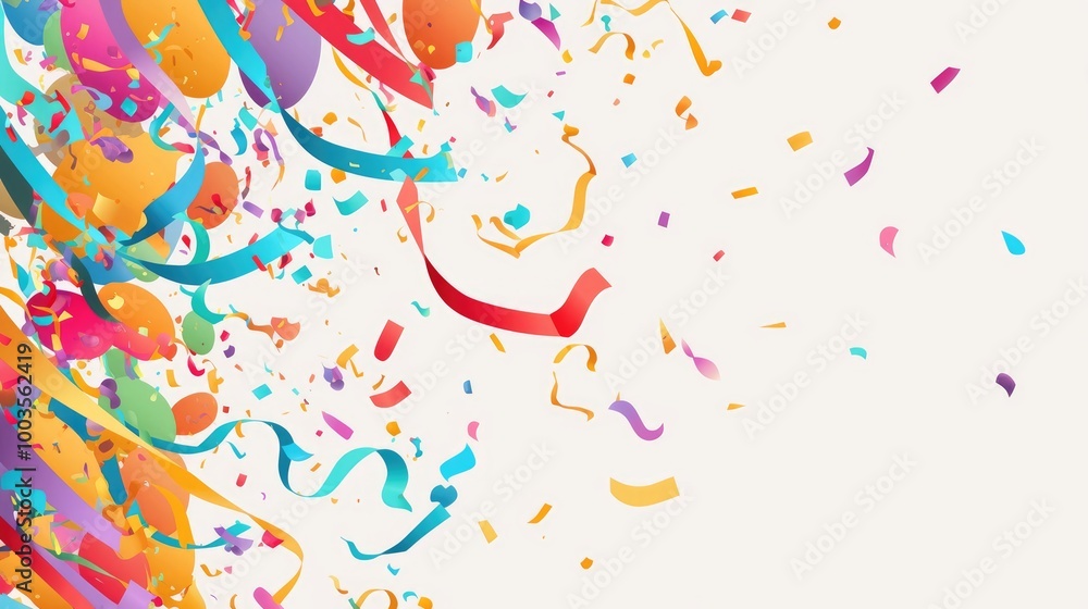Poster colorful confetti background template vector illustration with open space for custom text