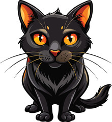 Black Cat with Glowing Eyes, halloween Cat, halloween vector